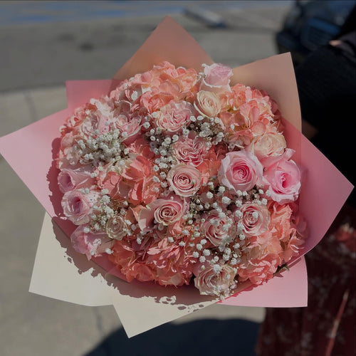 Pink Roses & Hydrangeas Bouquet
