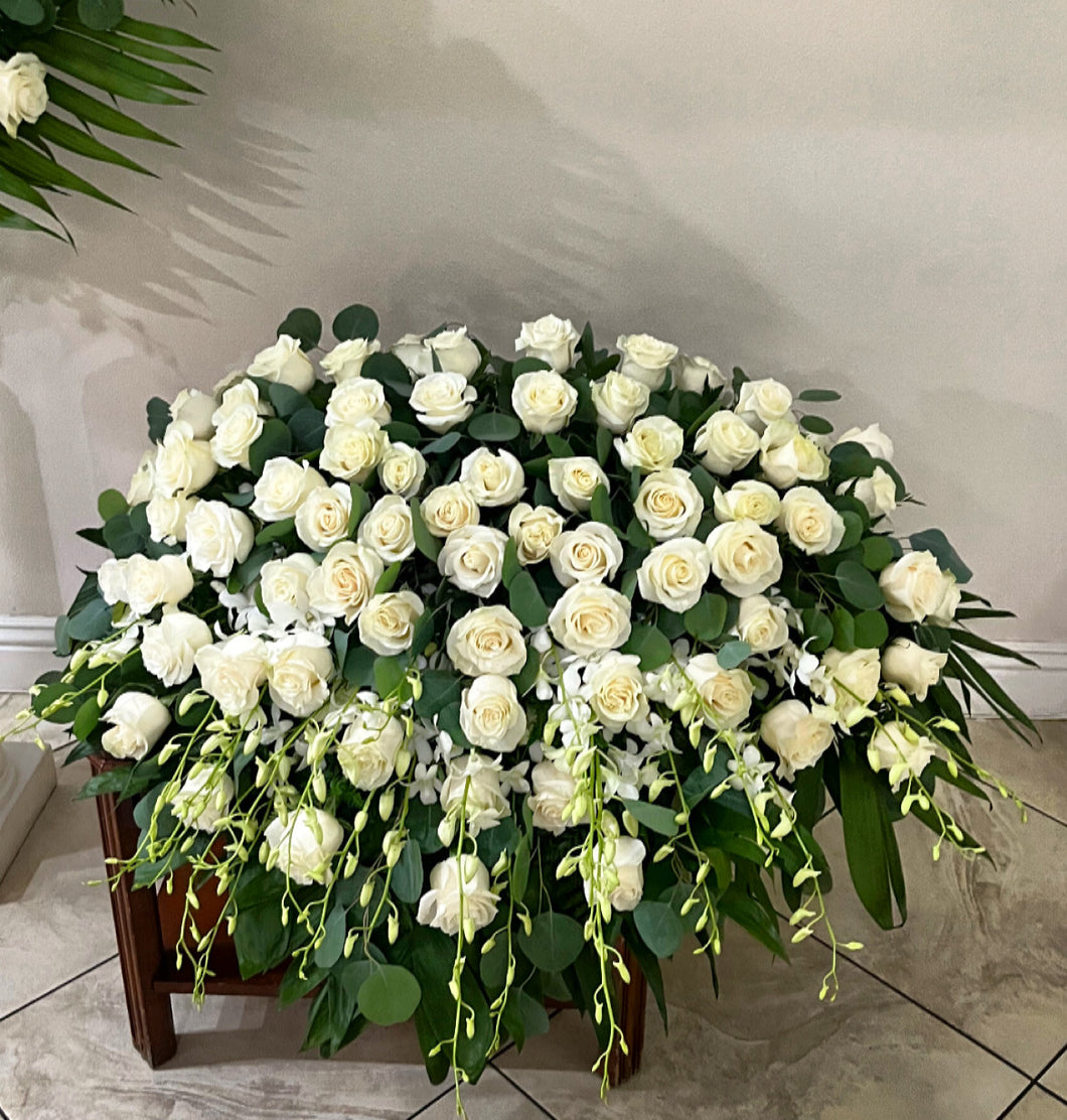 Elegant Roses & Orchid Casket