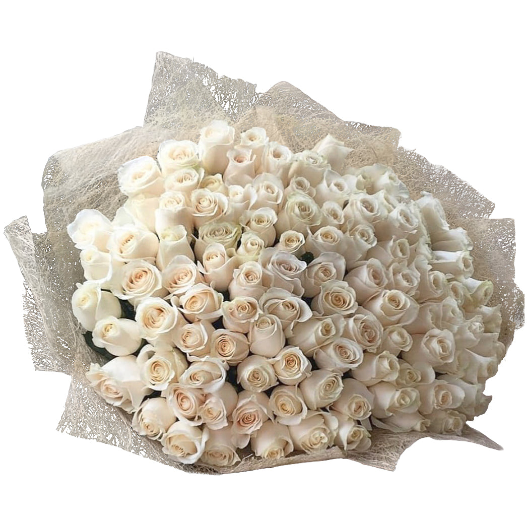 VRF 125 Premium Fresh White Roses Bouquet